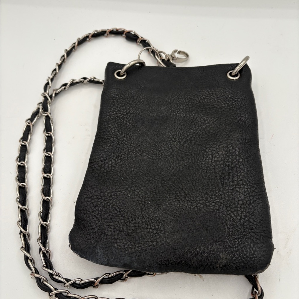 Elegant Black and Brown Crossbody Bag with Silver Embellishments - Picture 3 of 3